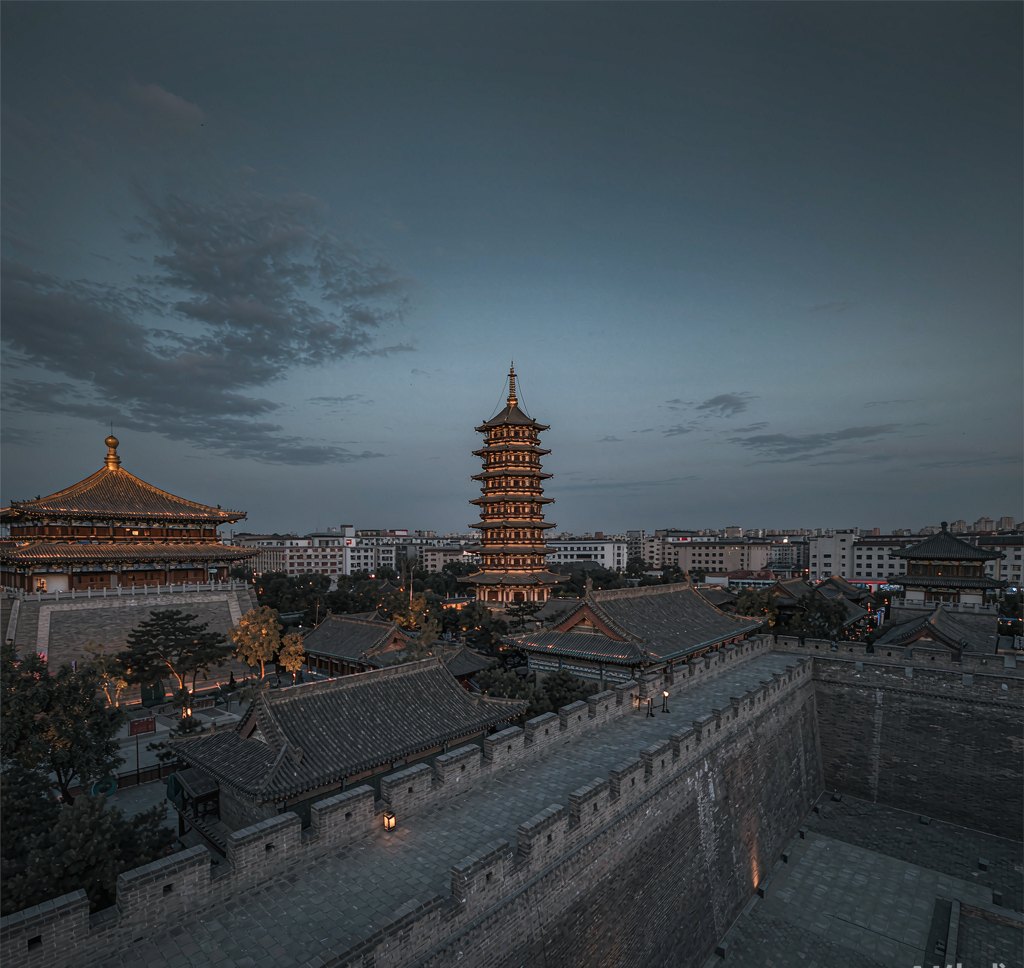 西安古城牆與唐風夜色